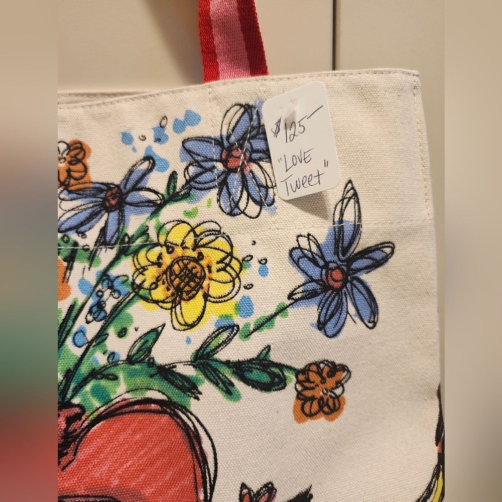 NWT Brighton "Love Tweet" Large Canvas Tote Bag Retail $125 - Picture 4 of 9